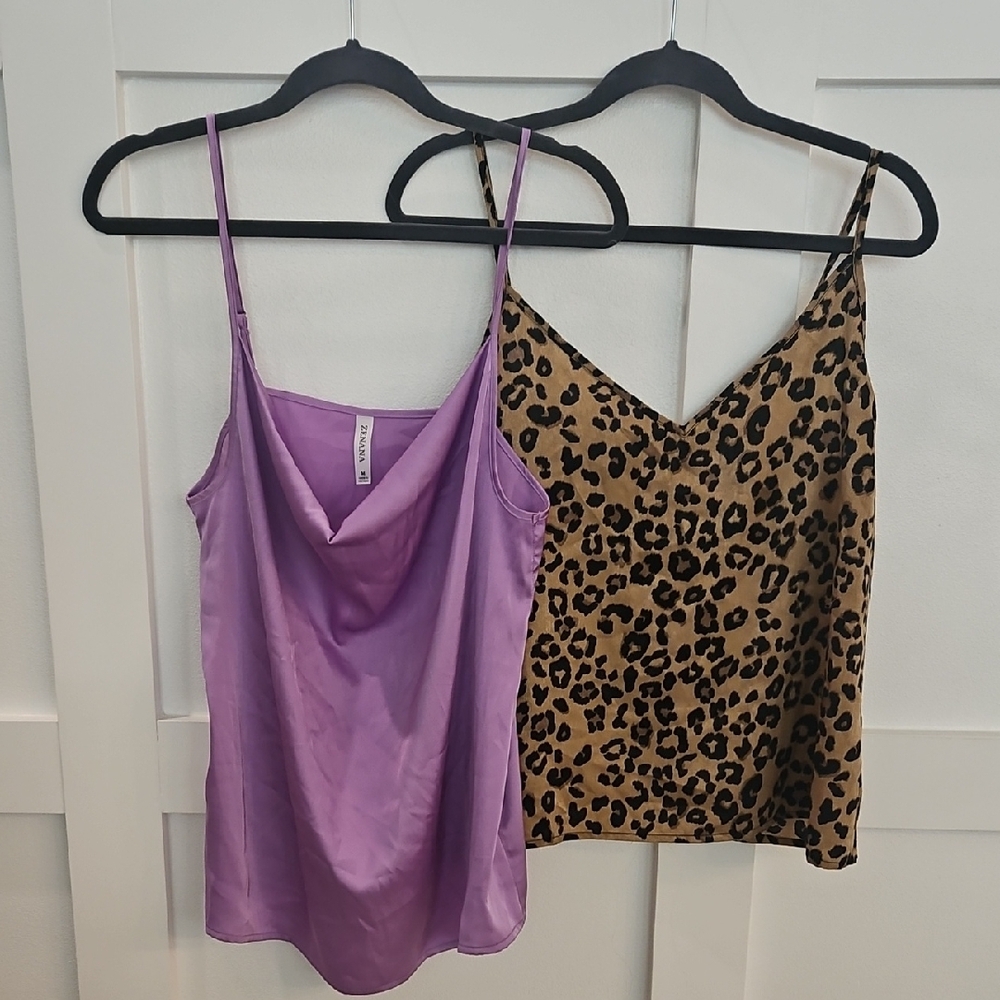 Purple and Leopard Print Women's Tops